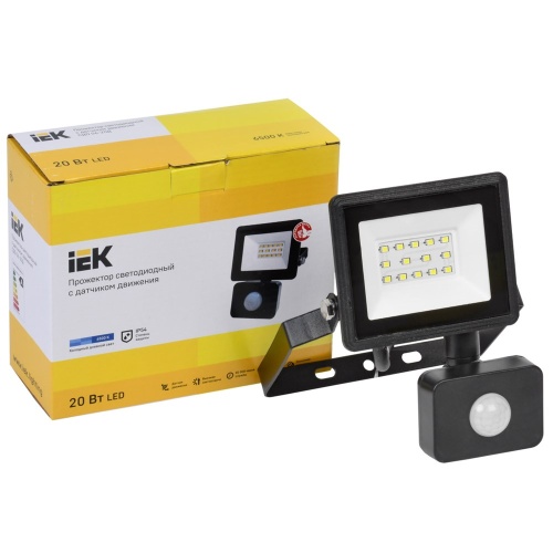 Прожектор светодиодный СДО 06-20Д 6500К IP54 с ДД черн. IEK LPDO602-20-65-K02 Прожектор светодиодный СДО 06-20Д 6500К IP54 с ДД черн. IEK LPDO602-20-65-K02
